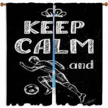 Keep Calm And Play Football Hand Drawn Soccer Player Window Curtains 143699686