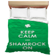Keep Calm And Shamrock On - Vector Background Bedding 61397893