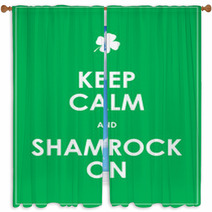 Keep Calm And Shamrock On - Vector Background Window Curtains 61397893