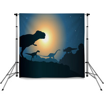 Kinds of Dinosaur Silhouettes At Night Backdrops 31409190