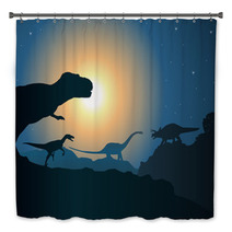 Kinds of Dinosaur Silhouettes At Night Bath Decor 31409190