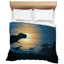 Kinds of Dinosaur Silhouettes At Night Bedding 31409190