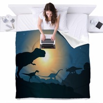 Kinds of Dinosaur Silhouettes At Night Blankets 31409190