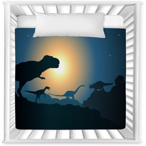 Kinds of Dinosaur Silhouettes At Night Nursery Decor 31409190