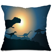 Kinds of Dinosaur Silhouettes At Night Pillows 31409190
