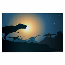 Kinds of Dinosaur Silhouettes At Night Rugs 31409190