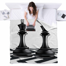 King And Queen Black Chess Pieces Blankets 67142174