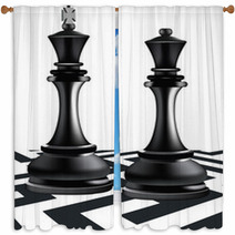 King And Queen Black Chess Pieces Window Curtains 67142174