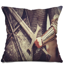 Knight Photo In Medieval Vintage Style Pillows 60546843