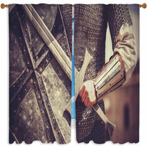 Knight Photo In Medieval Vintage Style Window Curtains 60546843