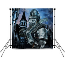 Knight With Sword Near To A Castle Backdrops 50876453