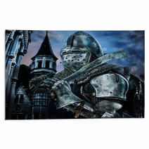 Knight With Sword Near To A Castle Rugs 50876453