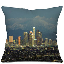 LA Skyline And Backdrop Of The San Gabriel Mountains Pillows 9990668