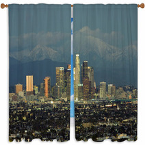 LA Skyline And Backdrop Of The San Gabriel Mountains Window Curtains 9990668