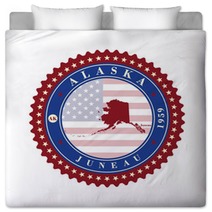 Label Sticker Cards Of State Alaska Usa Bedding 122891664