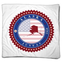 Label Sticker Cards Of State Alaska Usa Blankets 122891664