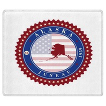 Label Sticker Cards Of State Alaska Usa Rugs 122891664