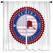 Label Sticker Cards Of State Alaska Usa Window Curtains 122891664