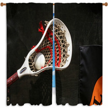 Lacrosse Head With Ball 3 Window Curtains 43690571