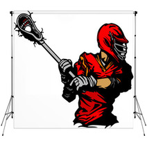 Lacrosse Player Cradling Ball Illustration Backdrops 39064444