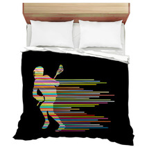 Lacrosse Player In Action Vector Background Concept Made Of Stri Bedding 65147716