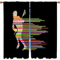 Lacrosse Player In Action Vector Background Concept Made Of Stri Window Curtains 65147716