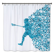 Lacrosse Player Vector Background Abstract Concept Made Of Trian Bath Decor 59354402