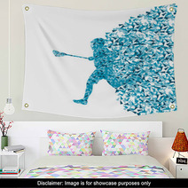 Lacrosse Player Vector Background Abstract Concept Made Of Trian Wall Art 59354402