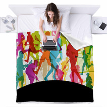Lacrosse Players Active Men Sports Silhouettes Abstract Backgrou Blankets 61591360