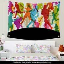 Lacrosse Players Active Men Sports Silhouettes Abstract Backgrou Wall Art 61591360