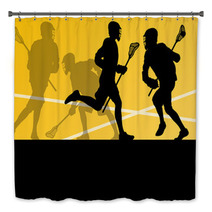 Lacrosse Players Active Sports Silhouettes Background Illustrati Bath Decor 59353394
