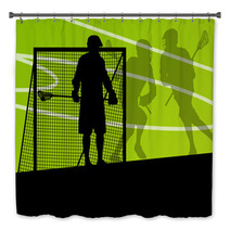 Lacrosse Players Active Sports Silhouettes Background Illustrati Bath Decor 59353430