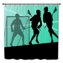 Lacrosse Players Active Sports Silhouettes Background Illustrati Bath Decor 59353456