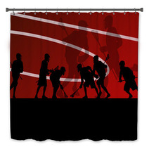 Lacrosse Players Active Sports Silhouettes Background Illustrati Bath Decor 59353473
