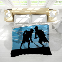 Lacrosse Players Active Sports Silhouettes Background Illustrati Bedding 59353414