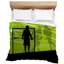 Lacrosse Players Active Sports Silhouettes Background Illustrati Bedding 59353430