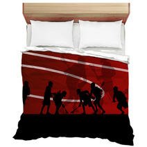 Lacrosse Players Active Sports Silhouettes Background Illustrati Bedding 59353473