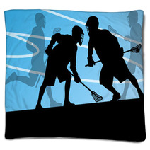 Lacrosse Players Active Sports Silhouettes Background Illustrati Blankets 59353414