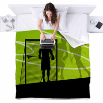 Lacrosse Players Active Sports Silhouettes Background Illustrati Blankets 59353430