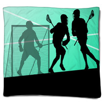 Lacrosse Players Active Sports Silhouettes Background Illustrati Blankets 59353456