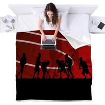 Lacrosse Players Active Sports Silhouettes Background Illustrati Blankets 59353473