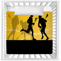 Lacrosse Players Active Sports Silhouettes Background Illustrati Nursery Decor 59353394