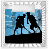 Lacrosse Players Active Sports Silhouettes Background Illustrati Nursery Decor 59353414