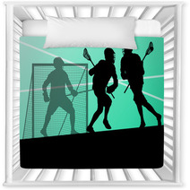 Lacrosse Players Active Sports Silhouettes Background Illustrati Nursery Decor 59353456