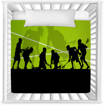 Lacrosse Players Active Sports Silhouettes Background Illustrati Nursery Decor 59353468