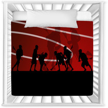 Lacrosse Players Active Sports Silhouettes Background Illustrati Nursery Decor 59353473