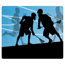 Lacrosse Players Active Sports Silhouettes Background Illustrati Rugs 59353414