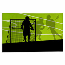 Lacrosse Players Active Sports Silhouettes Background Illustrati Rugs 59353430