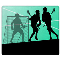 Lacrosse Players Active Sports Silhouettes Background Illustrati Rugs 59353456
