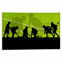 Lacrosse Players Active Sports Silhouettes Background Illustrati Rugs 59353468